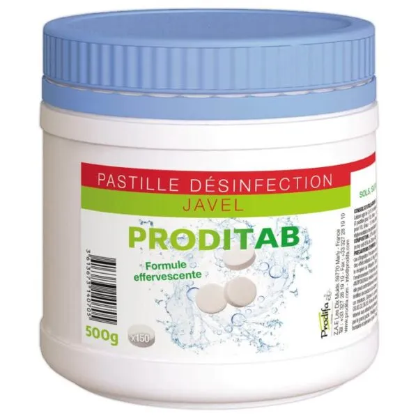 PASTILLES JAVEL EFFERVESCENTES  X 500 GR SOIT 150 PAST.