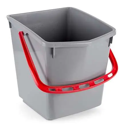 SEAU 15L GRIS ANSE ROUGE