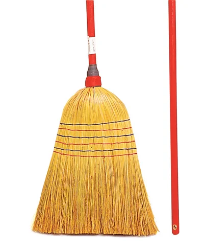 [148] BALAI PAILLE DE RIZ 6 FILS POIRE ROULEE MANCHE LAQUEE ROUGE