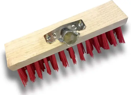 [76971 / 132] BALAI CANTONNIER ROUGE MONTURE BOIS DOUILLE FER 32 CM