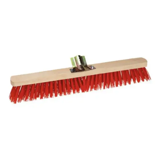 [76771 / 297] BALAI CANTONNIER ROUGE MONTURE BOIS DOUILLE FER 60 CM