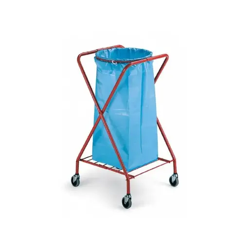 [4010] CHARIOT X PORTE SACS 110-130 L PIABLE EPOXY ROUGE ROUES 80 MM